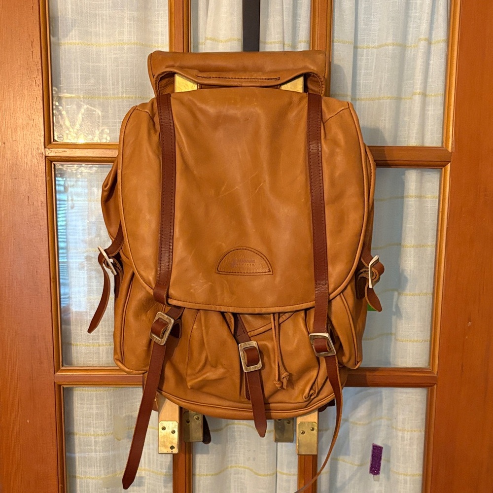 Leather Upright Backpack with Stand